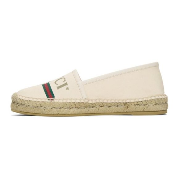 New Gucci Printed Canvas Espadrille Flats in White NEW IN BOX WITH SHOE BAGS - Picture 2 of 10